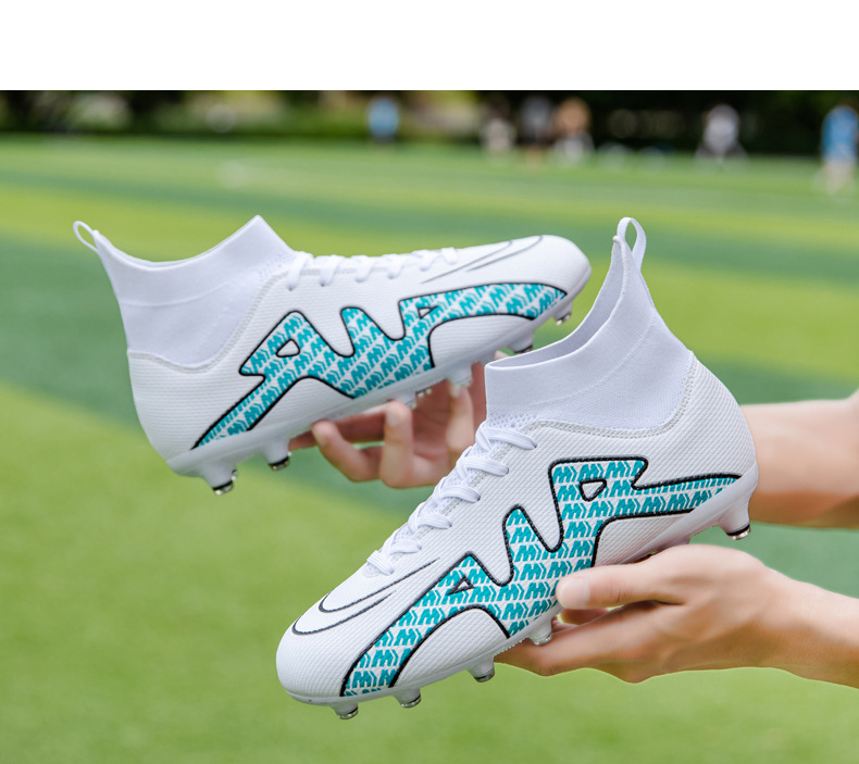 High-Top-Fußballschuh für Jungen und Mädchen, TF, gebrochener Kunstrasen, AG-Nagellederfuß, Jugend-Studenten-Trainingsschuhe_voghion.com