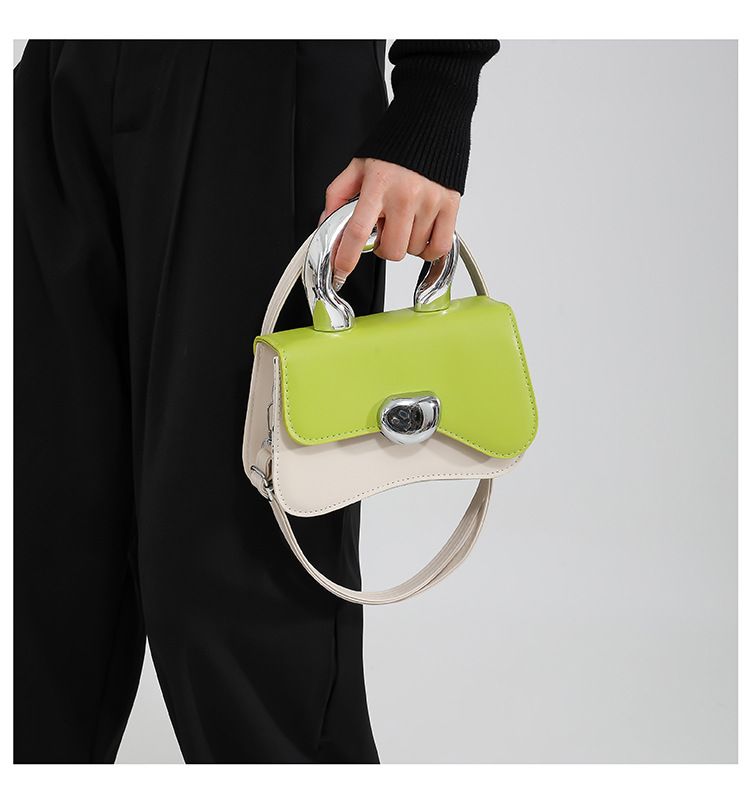 Bags Candy Splicing Color 2024 New Hard Shell Simple And Casual Western Style Metal Handheld Single Cross Shoulder Small_voghion.com