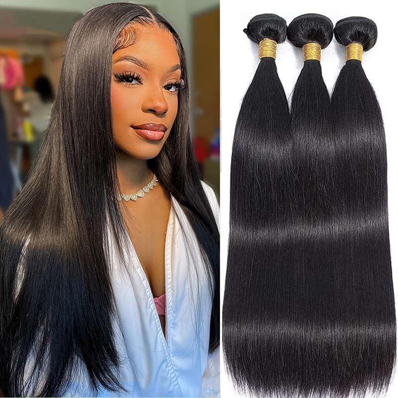 Set combinato di tre pezzi a molla con fasci di capelli lisci brasiliani da 3 pezzi_voghion.com
