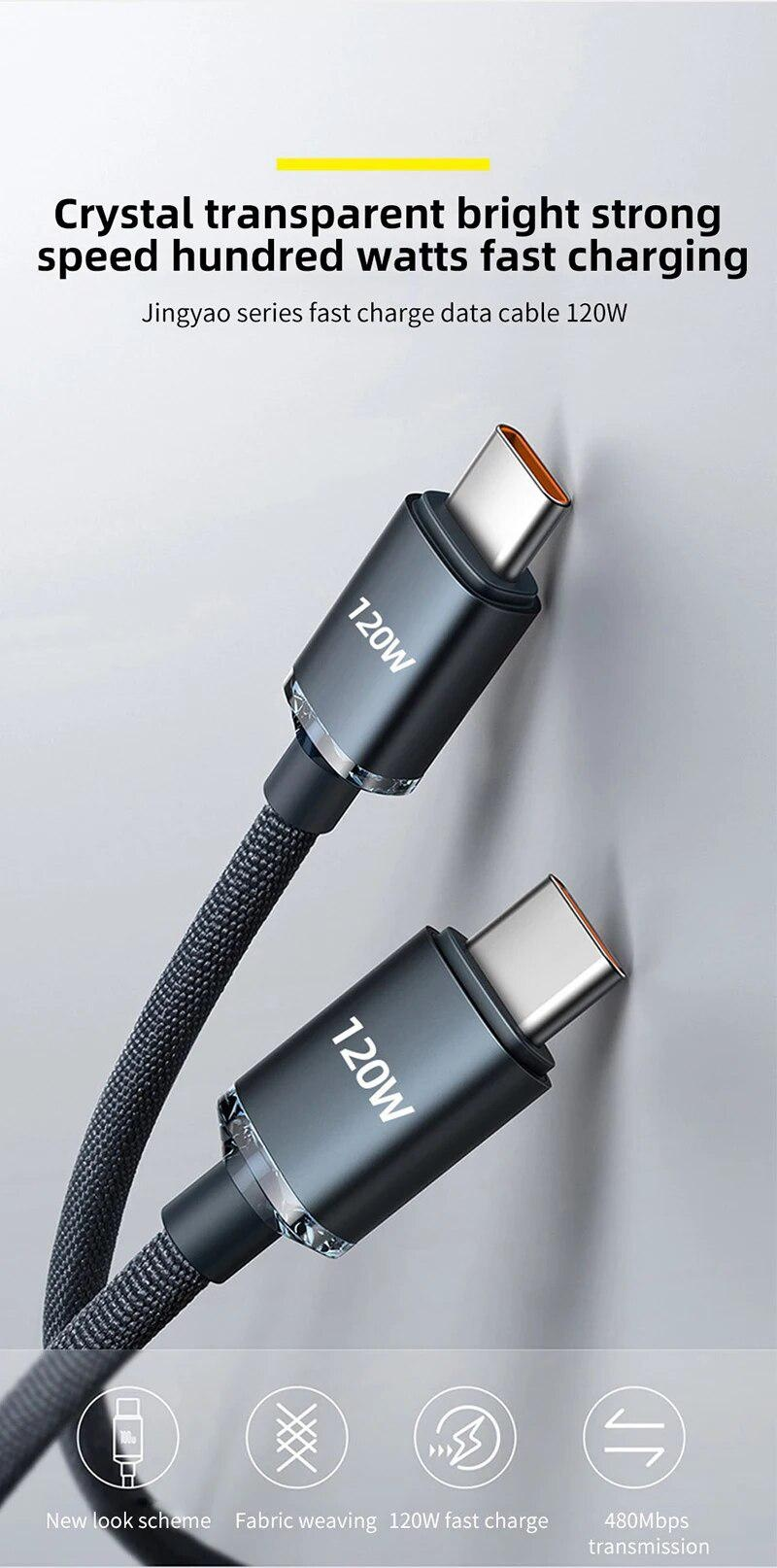 LANSKLBD 6A 120W USB Type C Cable Super Fast Charger Cable for IPhone 15 Samsung Xiaomi Huawei USB Type C To C Cable Fast Charging Cord_voghion.com
