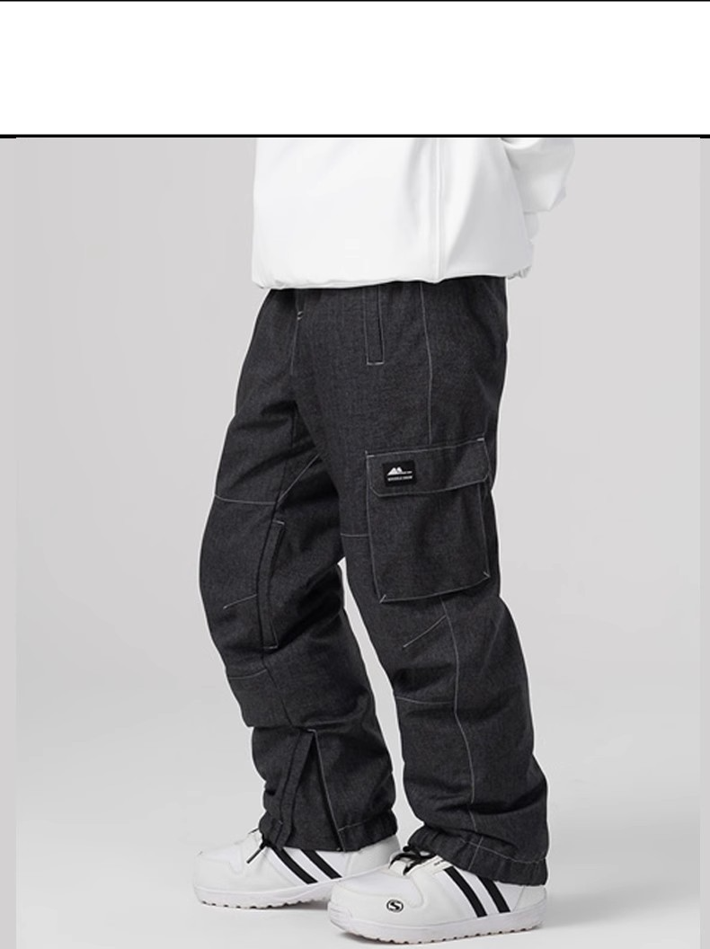 Pantalones de esquí de mezclilla de una o dos tablas para ocio al aire libre, pantalones de nieve sueltos, cálidos e impermeables para mujer y hombre_voghion.com