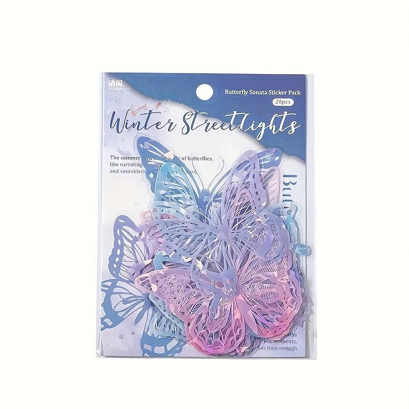 80pcs/4pack PET Butterfly Stickers, Sparkling, Used For Decorating Scrapbooks And Water Bottles_voghion.com