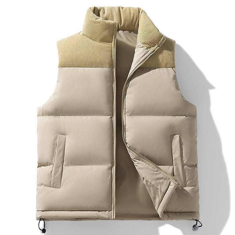 Chaleco acolchado unisex de gran tamaño con bloques de color y bolsillos con solapa (tallas S-5XL, 5 colores, ligero y cálido)_voghion.com