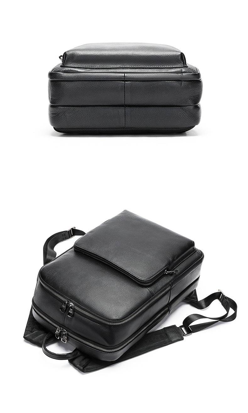 Men's Genuine Leather Backpack For Business And Travel, Large Capacity Laptop Backpack With Comfortable Padded Straps, Stylish Durable Work Backpack_voghion.com