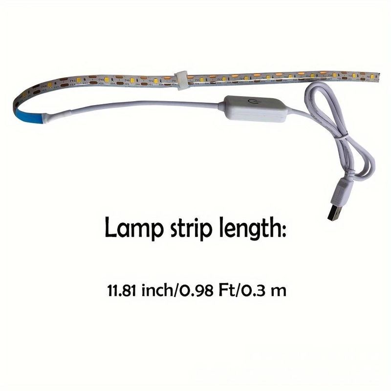 Tira de luz LED táctil regulable USB de 30 cm para máquina de coser, retroiluminación adhesiva flexible SMD 2835 con blanco cálido/frío (control táctil, 5 V de bajo voltaje)_voghion.com