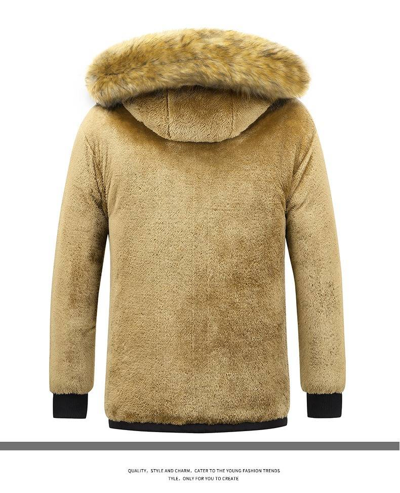 Men's Winter Fleece-Lined Hooded Jacket, Warm Cotton Padded Coat For Dad, Loose Fit Plus Size Outerwear For Elderly Gentlemen (Black/Blue/Army Green)_voghion.com