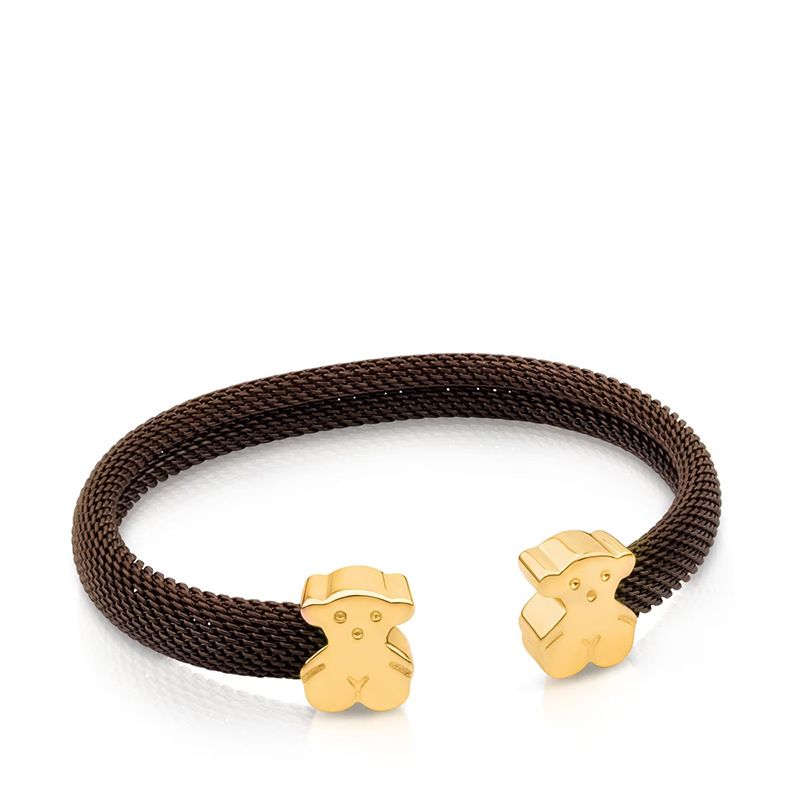 Familie Titanium Staal Geweven & Puur Zilveren Beer Open Armband Bangle Damesmode Sieraden_voghion.com