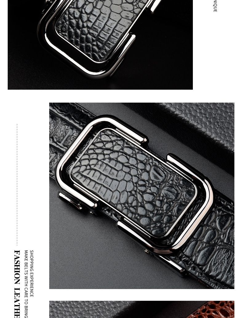 2024 Nyt bælte til mænd Luksuriøst bælte med krokodillemønster Automatisk spænde Moderigtigt temperament herrebælte_voghion.com