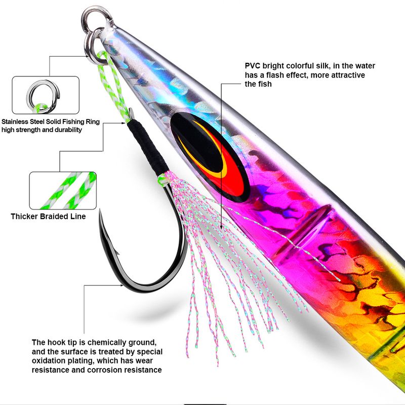 Tie Iron Plate Single Sea Boat Lure With Bright Silk Fish Hook Fishing Gear Accessories 10 Pieces/Pack_voghion.com