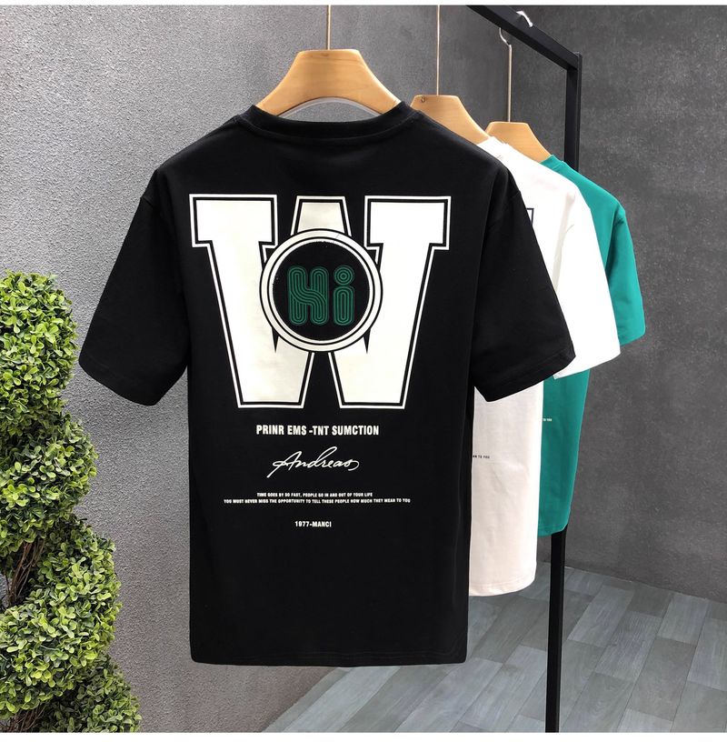 Herrkläder Moderiktig tryckt rundhalsad kortärmad T-shirt för män på sommaren, bekväma, andningsbara och mångsidiga lediga lösa toppar_voghion.com