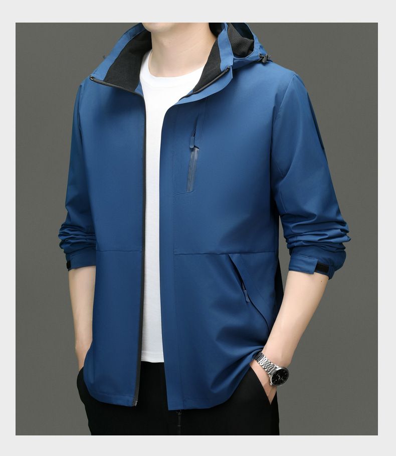 Jachetă bărbătească de afaceri, culoare solidă, primăvară și toamnă, cu pălărie de îndepărtare, de înaltă calitate, casual, versatilă, jachetă_voghion.com