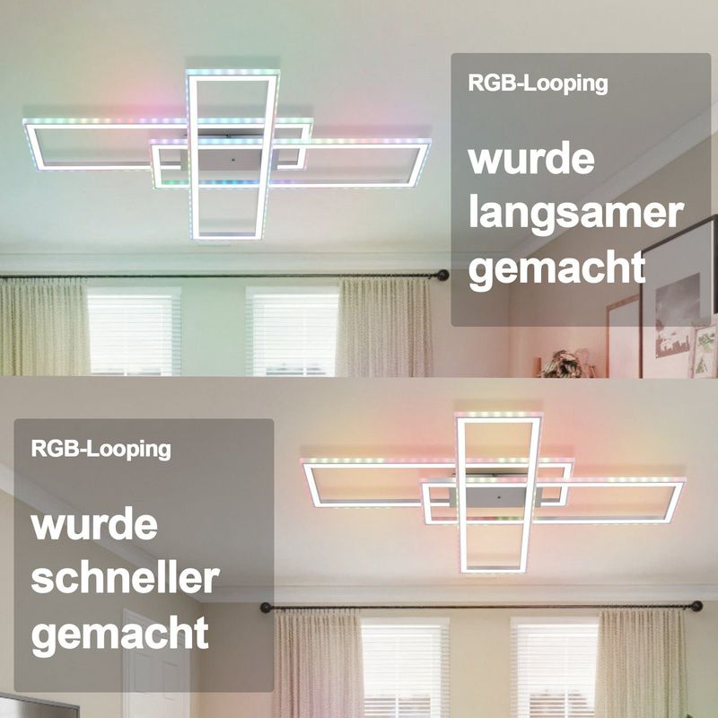 Glitzerlife Deckenlampe LED Deckenleuchte Modern - RGB Farbwechsel Mit Fernbedienung Schlafzimmerlampe Dimmbar 50W Flurlampe Deckenbeleuchtung Schwenkbar Für Büro_voghion.com