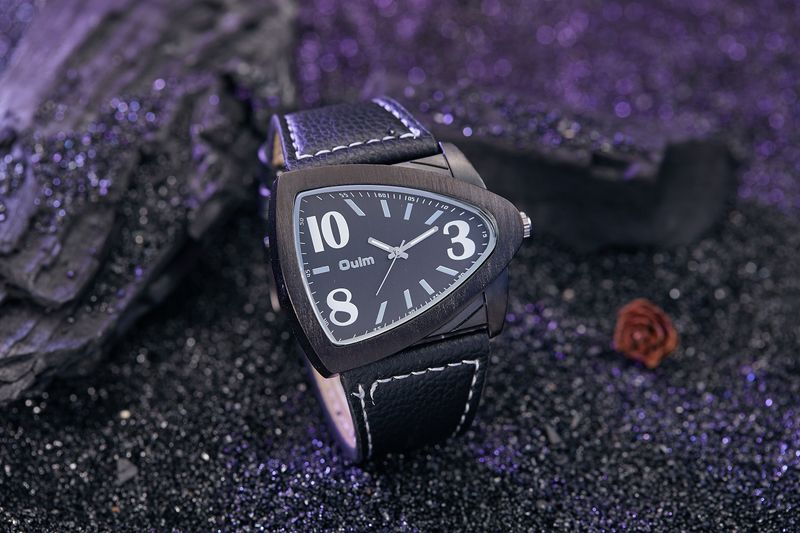 Men's Fashion Triangle Design Quartz Watch With PU Strap, Casual Style, Mineral Glass, 46mm Case Popular Trendy Brand Belt Quartz Watch_voghion.com