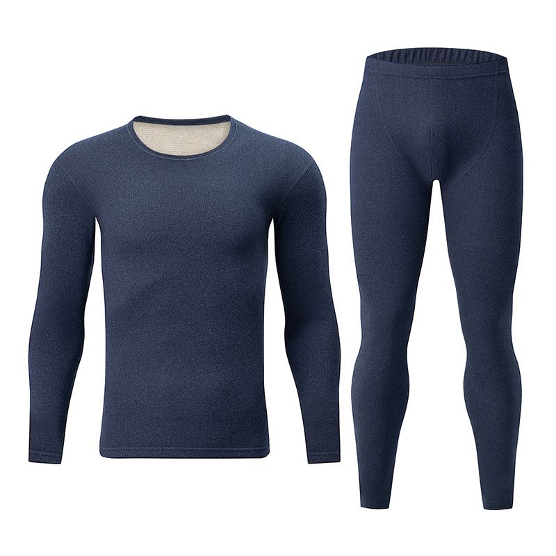 Overseas Platform Special Code Autumn Winter Men's Solid Color Sleeve Long Pants Thermal Underwear Set Base Shirt_voghion.com