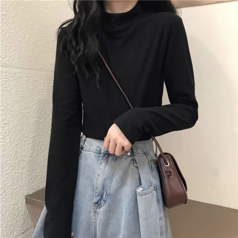 Maglietta termica a maniche lunghe per ragazze, primavera autunno, strato di base spesso, collo alto, adatta per età media e alta_voghion.com