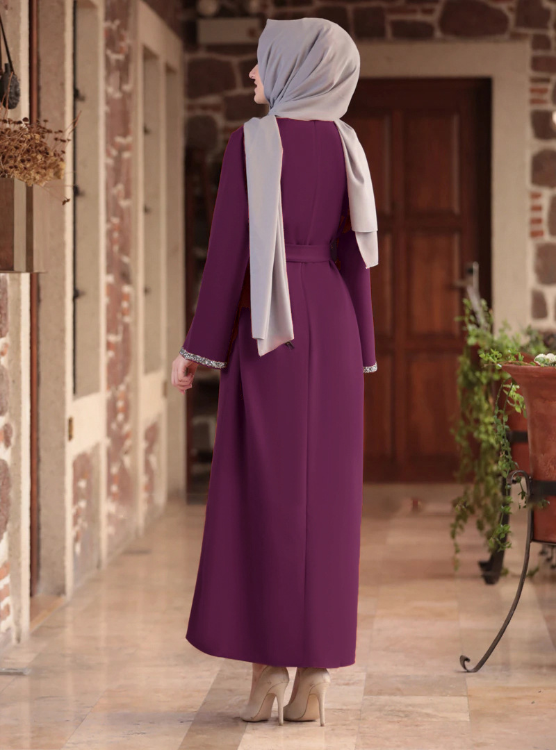 Damenbekleidung Modekleid Abaya Langer Rock Muslimisches Kleid_voghion.com