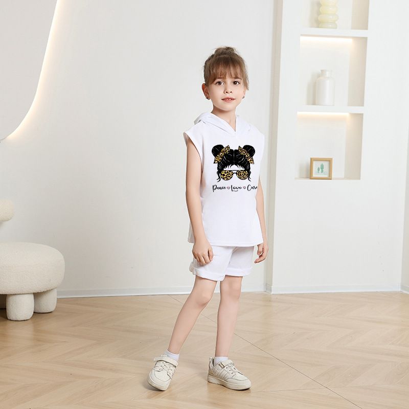 Children's Clothing 2025 New Girls Shorts Suit Hooded Two Piece Korean Style Fashion Cartoon Vest Trend_voghion.com