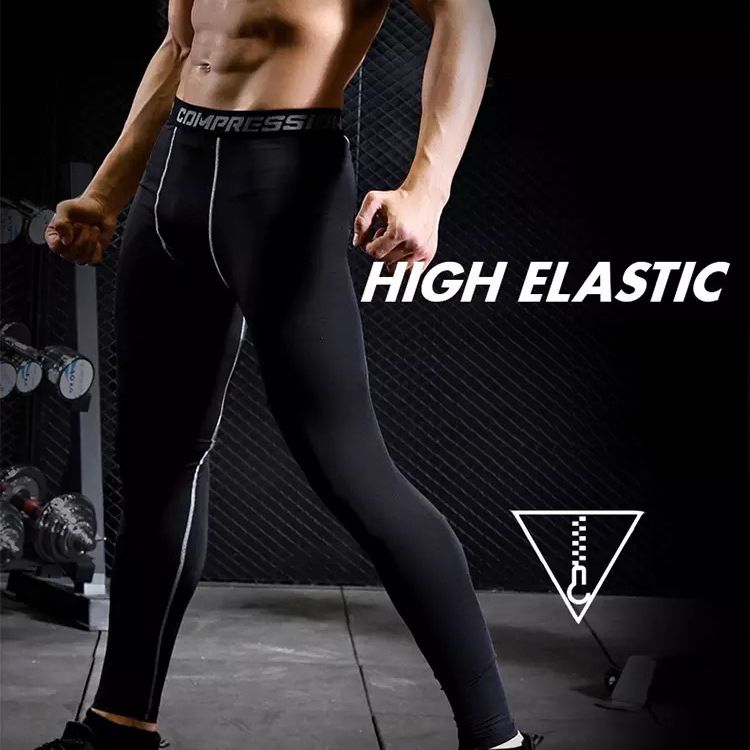 Men's Quick-Dry Fitness Leggings - Tight-Fit Stretchy, Ideal For Running, Basketball Training & Outdoor Workout Base Layer Pants_voghion.com