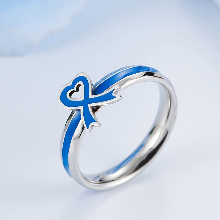 Caring for autistic children blue ribbon titanium steel ring autism care day blue action ring_voghion.com