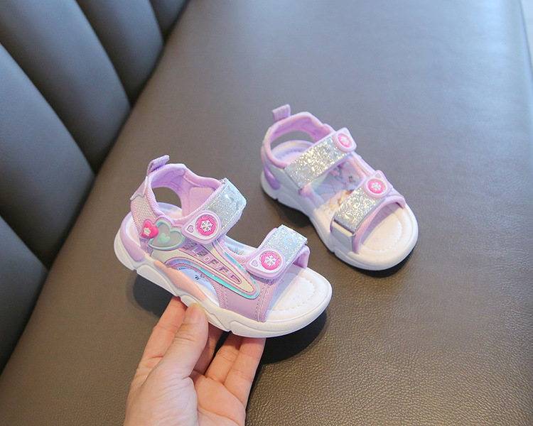 Sandali principessa 2023 Estate nuove bambine da spiaggia scuola media suola morbida bambino cartone animato netto scarpe rosse_voghion.com