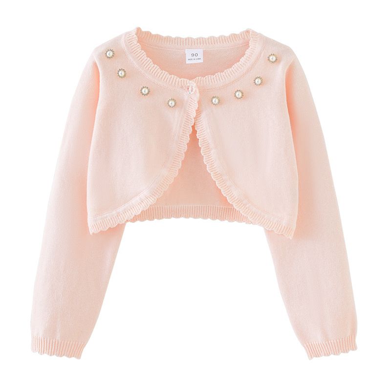 Mit Glitzer verzierte Strickjacke für Mütter und Kinder für Mädchen – Langärmliger Pullover mit offener Vorderseite aus weicher Baumwollmischung, perfekt für Kleider und formelle Anlässe_voghion.com