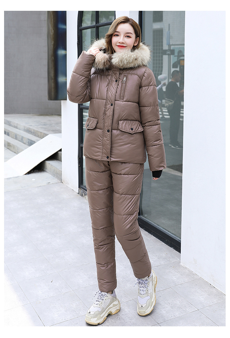 Gepolstertes Winter-Jumpsuit-Set für Damen – Verdickter warmer Baumwollmantel und -hose, elegantes Freizeitoutfit für kaltes Wetter_voghion.com