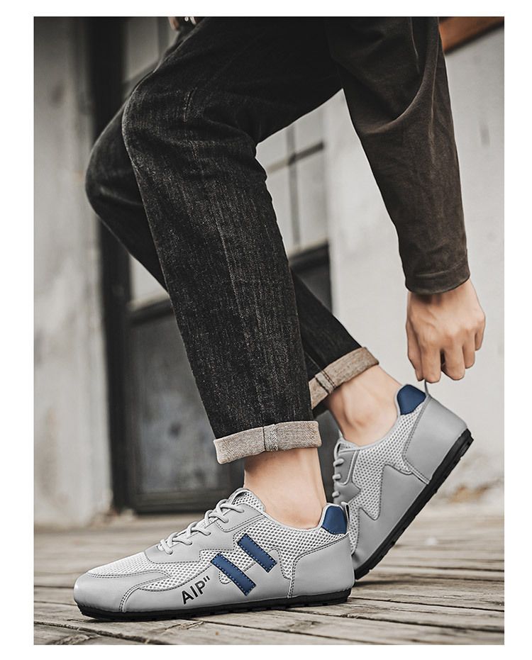 Φθινοπωρινά Νέα Αναπνέοντα Mesh Λευκά Ανδρικά Μοντέρνα Ευέλικτα Επίπεδα Casual Μονόχρωμα Αθλητικά Παπούτσια_voghion.com