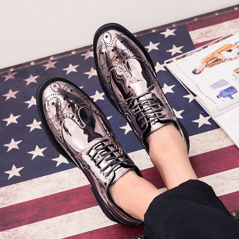 TerraStride Spring New Shiny Leather For Men Breathable Business Formal Brogue Oxford High-end European Style Trendy Shoes_voghion.com