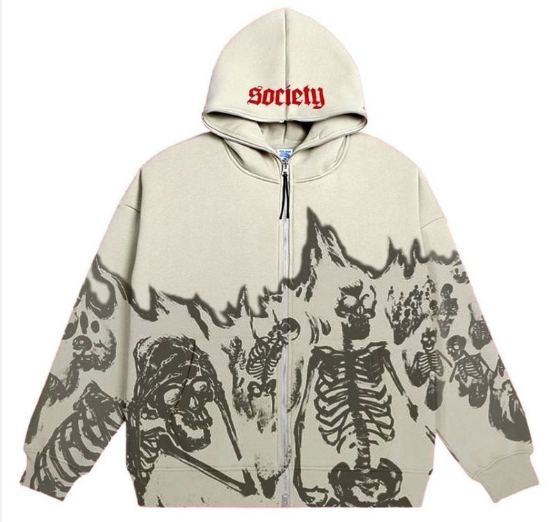 Autumn Winter Ins American Jacket Y2K Skeleton Sweatshirt Couple Style New Hooded Skull High Street Top_voghion.com