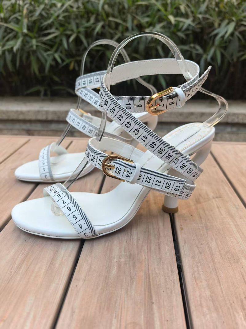 Women’s Shoes High End Fashion Women's Shoes Letter Strap Sandals Small Fragrance Style High Heels Straps_voghion.com