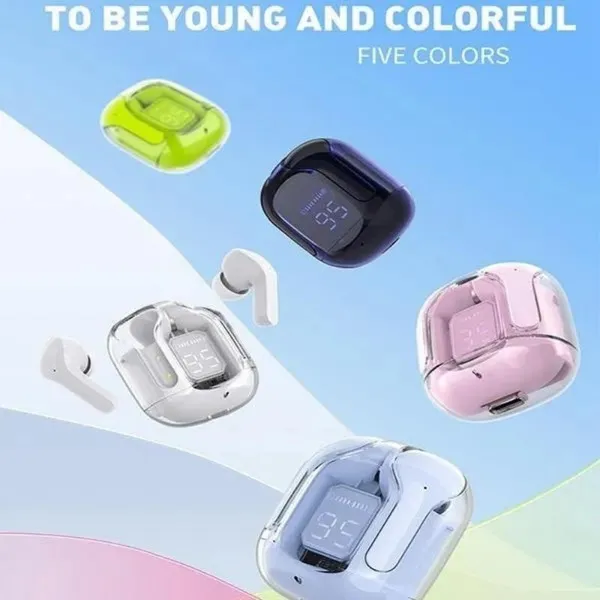 Fashion Transparent Earphones Bluetooth 5.3 Wireless Earbuds,Dual Stereo Headphones 24hrs Play Time Microphone Mini in-Ear Earbuds with Charging Case_voghion.com