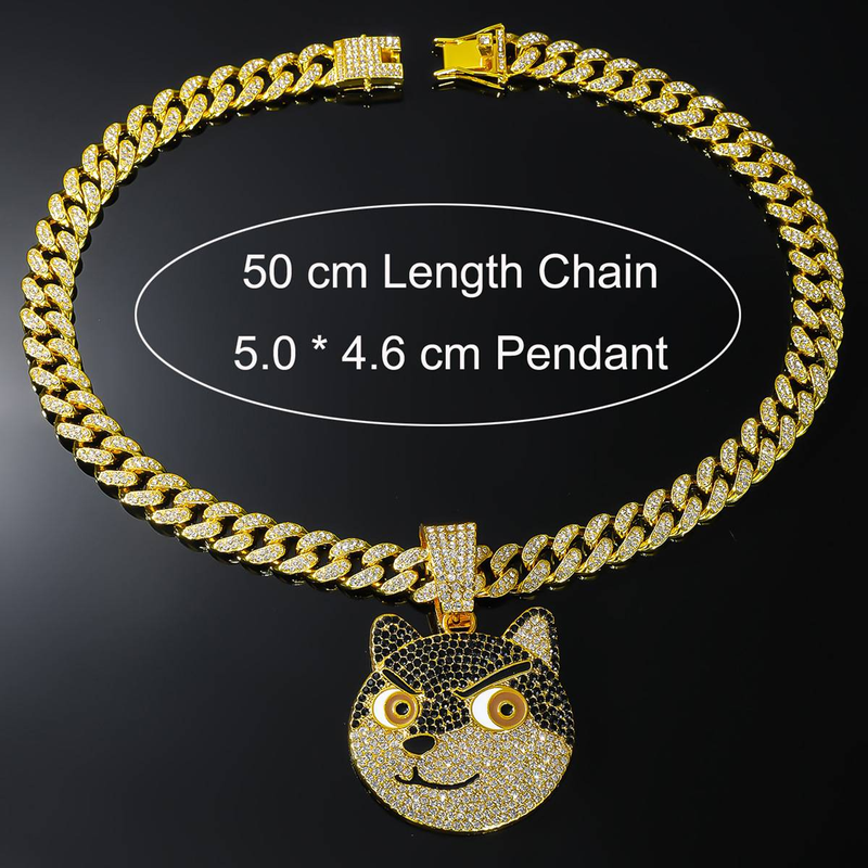 Hip Hop Komik Köpek Kafa Kolye Küba Zinciri Buzlu Out Rhinestones Erkekler Kadınlar Için Gerdanlık Takı_voghion.com