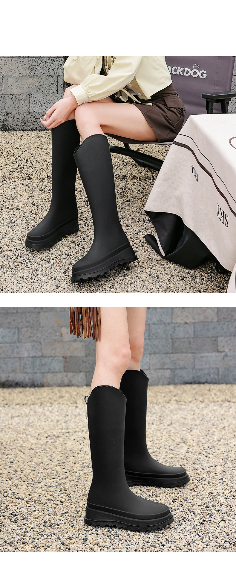 Nuove scarpe da pioggia alte da donna, scarpe da pioggia giapponesi sottili alla moda, antiscivolo, impermeabili, resistenti all'usura, con suola spessa, in gomma_voghion.com