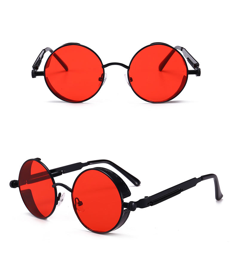 Unisex Steampunk Brille Modische Runde Sonnenbrille Retro Brille Trendy trendige Sonnenbrille für Männer und Frauen_voghion.com