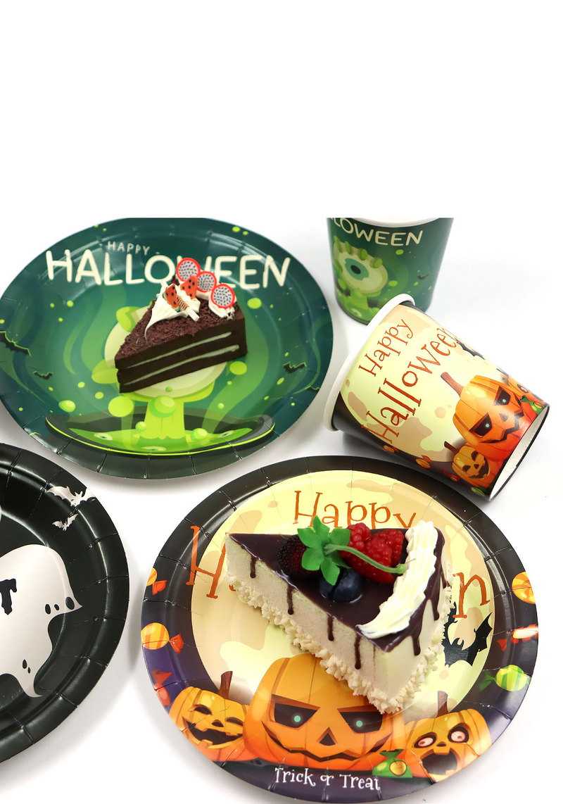 New Halloween party tableware set holiday decoration tablecloth paper plate cup paper towel decoration_voghion.com