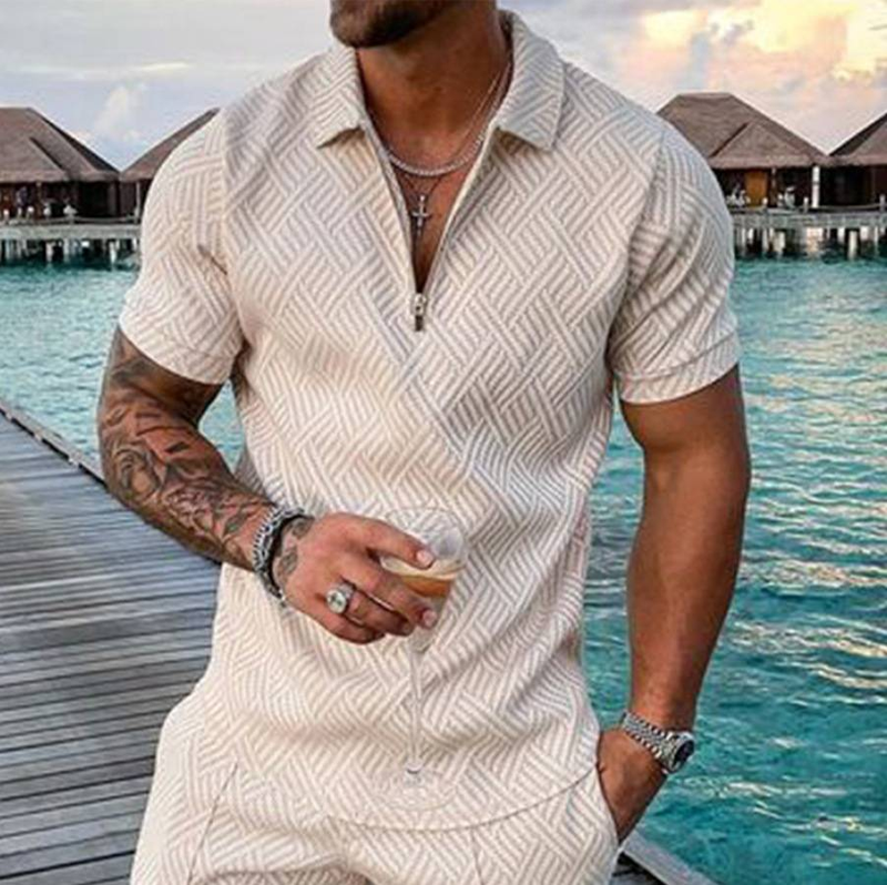 Neues Sommer-T-Shirt für Herren mit lässigem Revers, gewöhnliches, lässiges, einfarbiges 3D-gedrucktes Sommer-T-Shirt_voghion.com