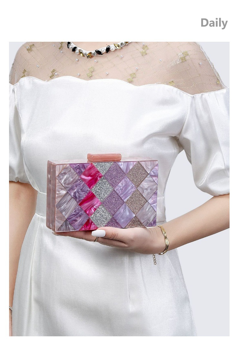 Borsa da donna a mano, con cuciture a contrasto, in acrilico, con una spalla, pochette diagonale per feste di matrimonio_voghion.com