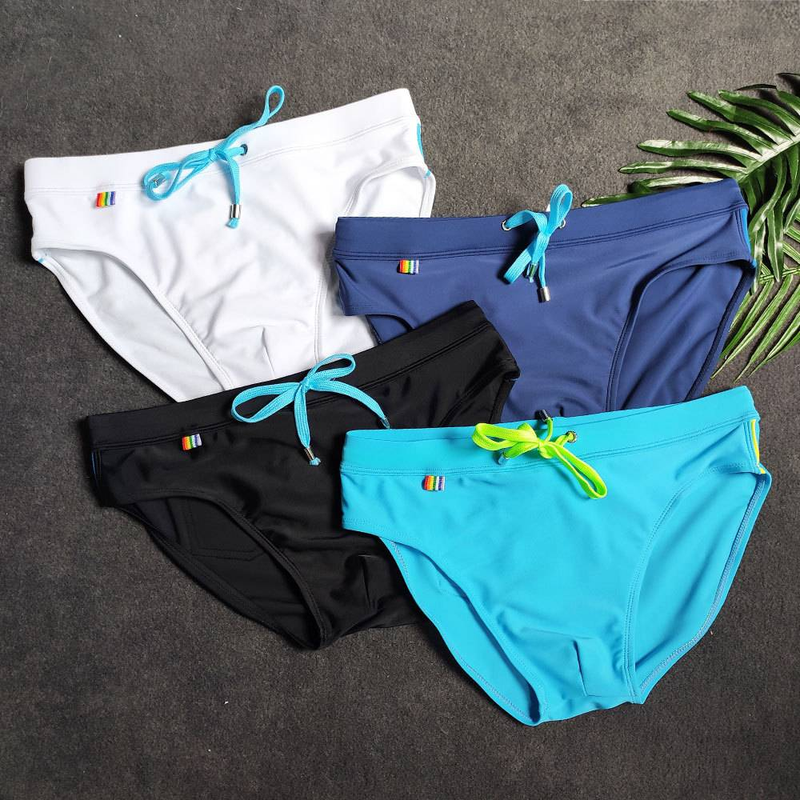 Men's Fashionable Color-striped Element Triangular Sexy Swimming Trunks, Simple And Sexy Bikini Swimsuit_voghion.com