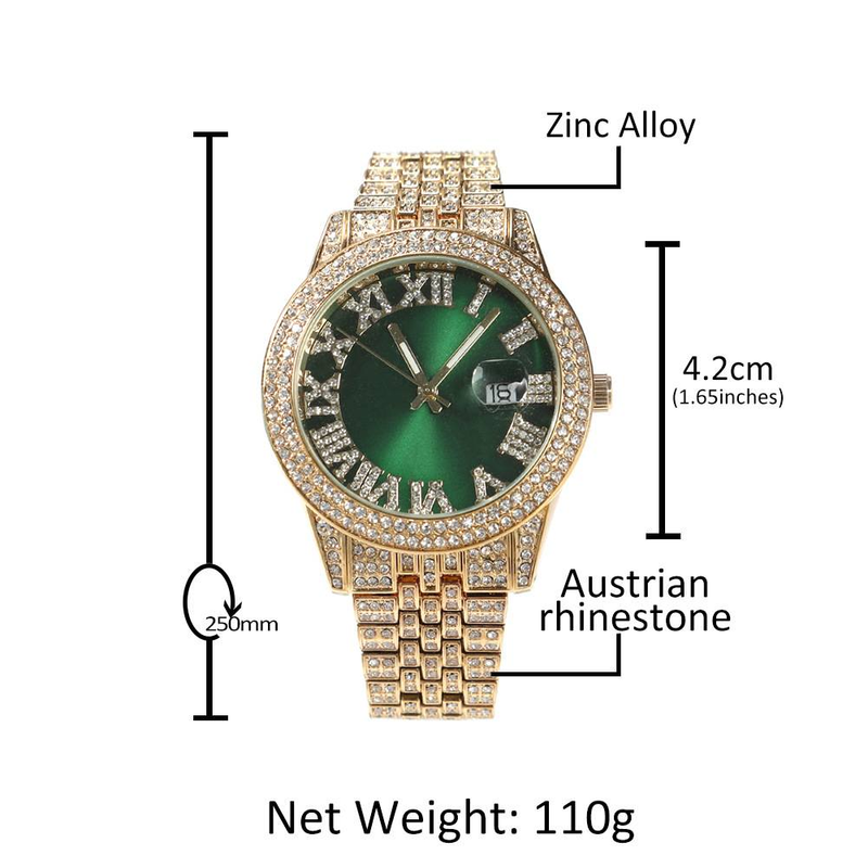 Montre unisexe LoveHype à diamant rose – Montre à quartz assortie pour couple avec boîtier rond de 42 mm_voghion.com