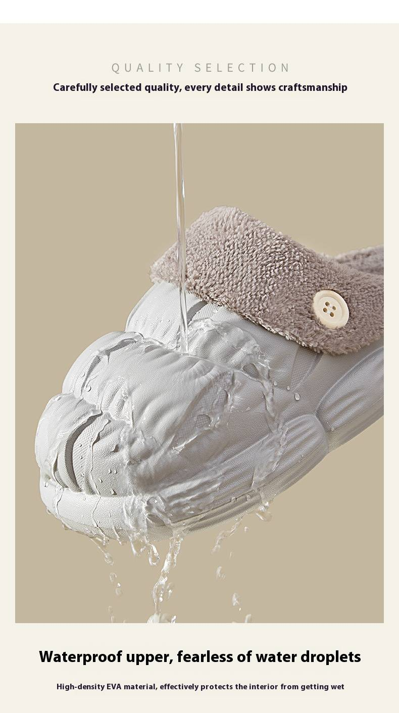 Waterproof Slippers For Women New Autumn And Winter Plush Warm Non Slip Indoor Home Thick Soled Detachable Cotton Slippers For Women_voghion.com