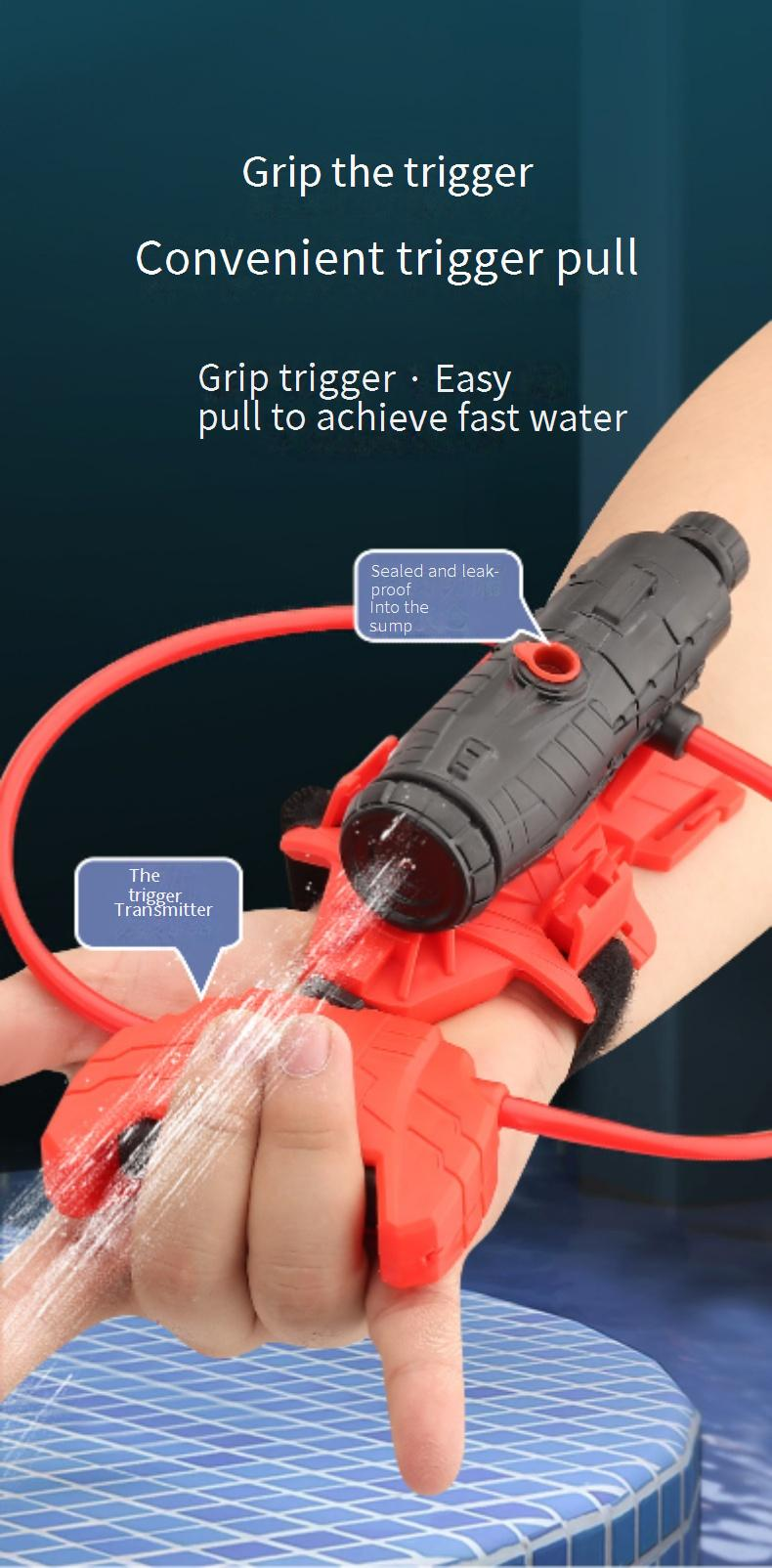 Spider Wrist Water Blaster - Wearable Pressurized Water Gun Toy For Kids, Outdoor Summer Fun, Pool & Beach Play, Superhero Role Play_voghion.com
