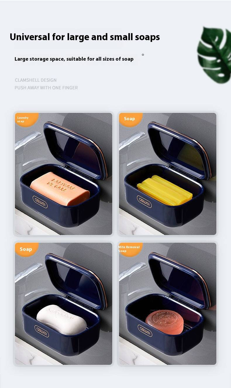 Flip-Top Soap Dish With Drainage – Wall-Mounted Bathroom Soap Holder, No-Drill Suction Cup Design, Hygienic Storage For Bar Soap_voghion.com