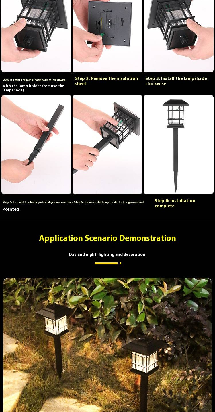 Lampes de jardin solaires, éclairage extérieur à LED, décoration de jardin étanche pour patio, pelouse, allée_voghion.com