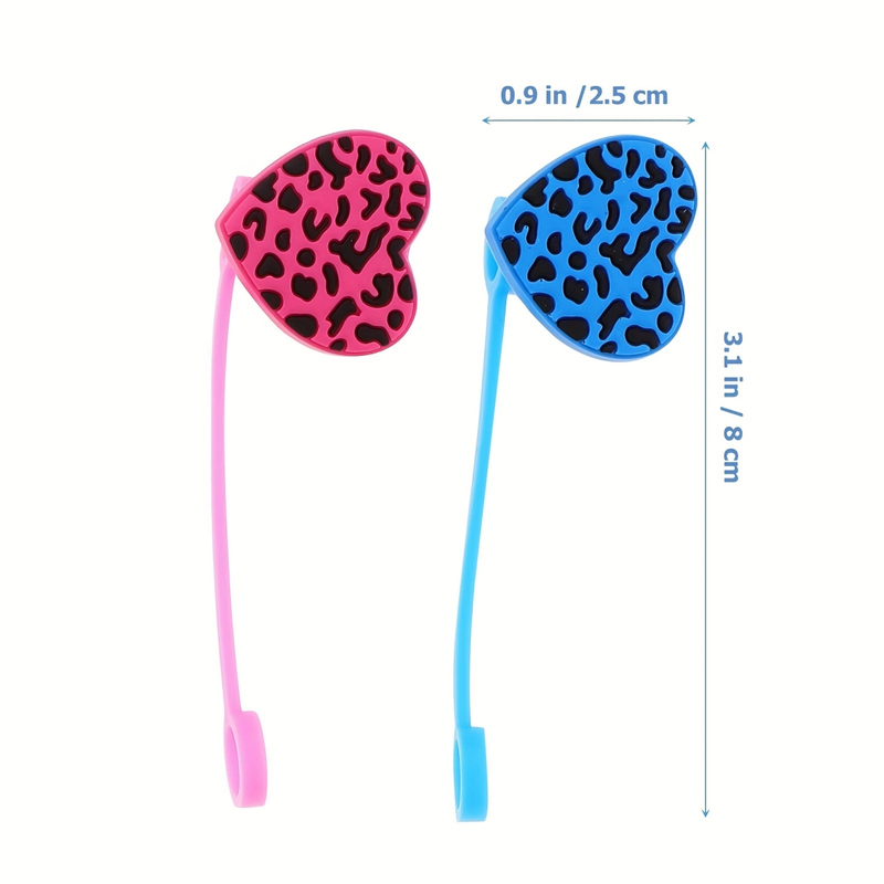 4 Pcs Colorful Leopard Print Heart Shaped Straw Cover Tips Protector , Straw Caps ,Silicone Straw Decoration,Party Event Decoration_voghion.com