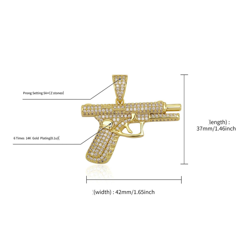 Collana con ciondolo a forma di pistola hip hop da uomo con zirconi cubici, pezzo alla moda per uomo, idea regalo unica, regalo di gioielli alla moda da uomo con mitragliatrice_voghion.com