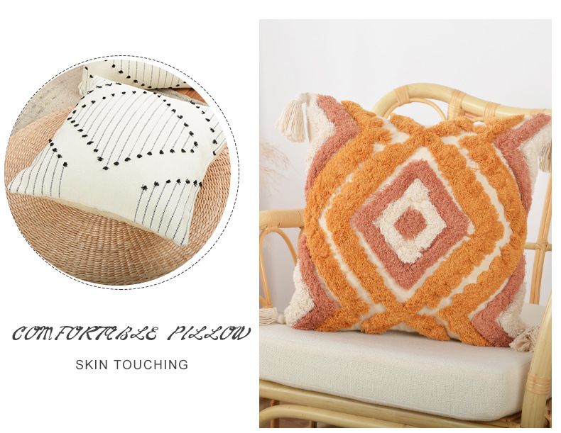 Nordische getuftete Kissenbezüge mit Kisseneinsätzen – Kissenbezüge im Bohemian- und geometrischen Design für Sofa, Bett (45 x 45 cm / 30 x 50 cm)_voghion.com