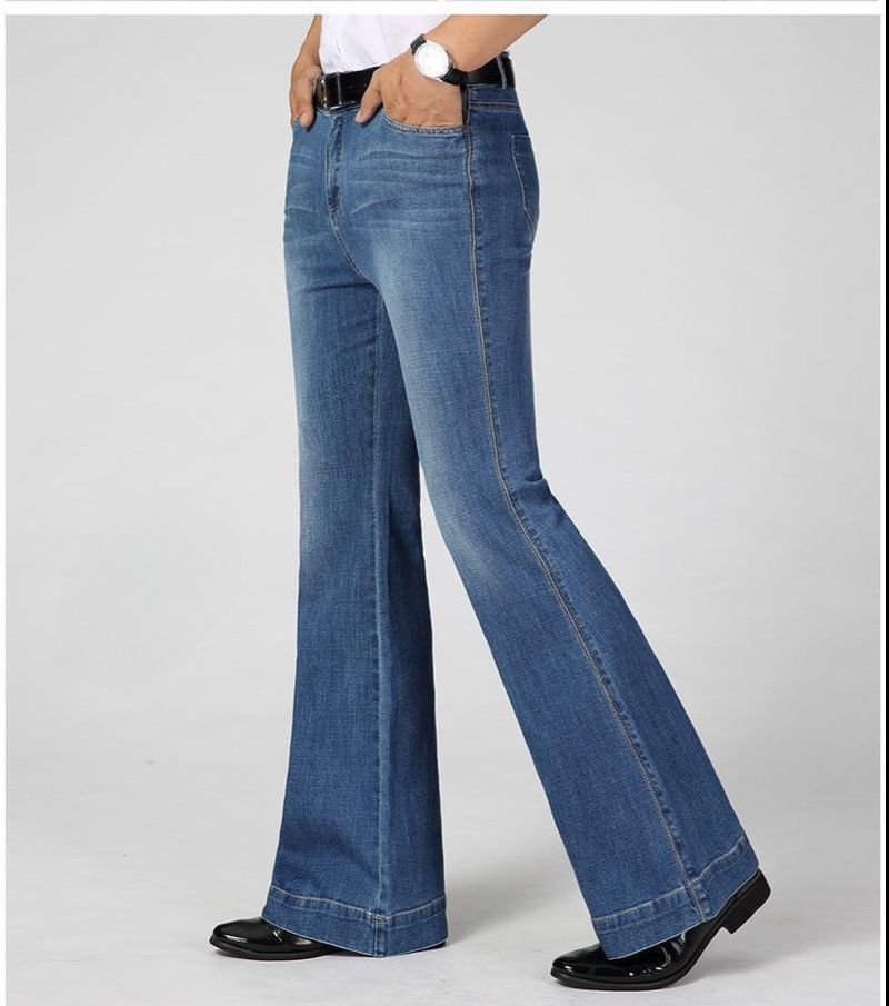Jean évasé rétro pour homme – Pantalon bootcut en coton mélangé légèrement extensible (26-40) – Pantalon taille haute vintage à pattes d'éléphant pour le disco et le streetwear_voghion.com