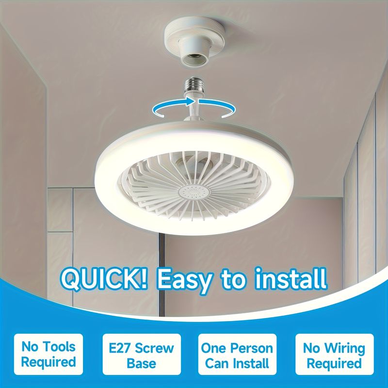 10'' Ceiling Fan With LED Light - Remote Control, 3 Color Modes, Silent Operation For Bedroom, Kids Room & Living Room (White)_voghion.com