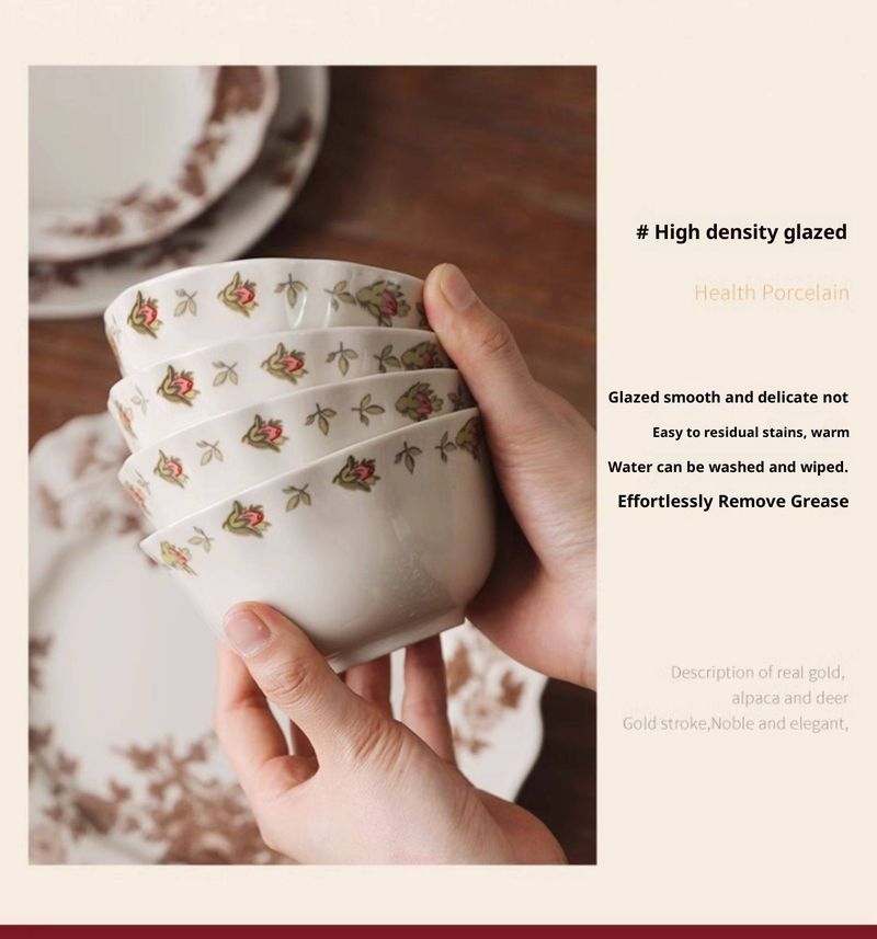 French-Style Ceramic Dinnerware Set – 16-Piece Nordic Aesthetic Bowl & Plate Gift Box, Floral Embossed, Microwave Safe, Elegant Tableware For Home_voghion.com