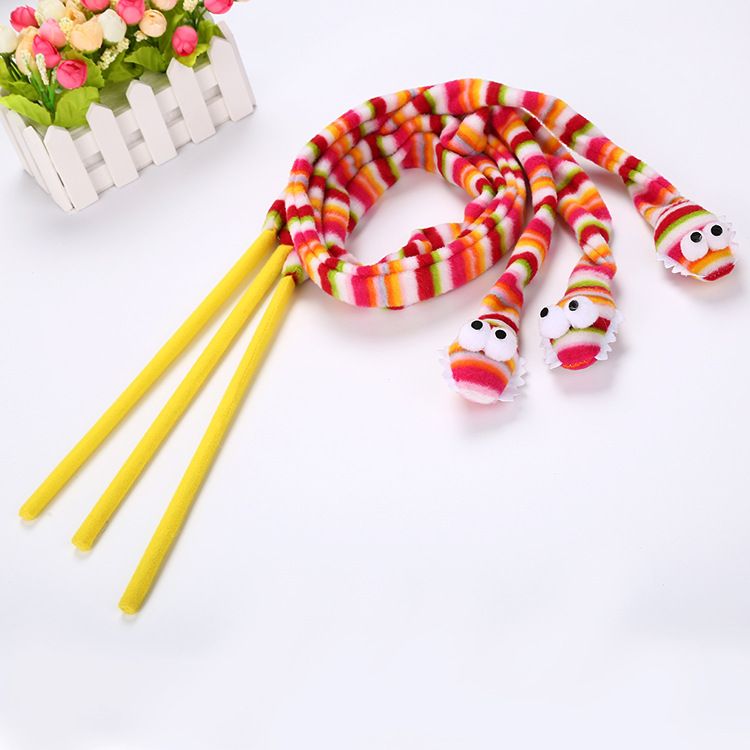 Toy Rainbow Color Cartoon Snake Wand Teasing Cat Stick Pet Supplies_voghion.com